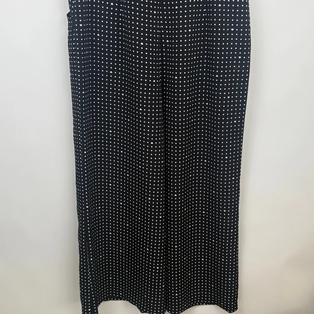 Karl Lagerfeld Paris Black White Polka Dot Hearts Wide Leg Sleeveless Jumpsuit 6